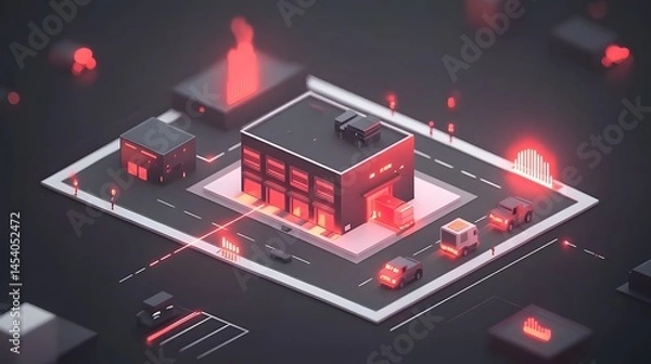 Obraz Urban Automation: A futuristic city model rendered in a modern style, showcasing automated transport systems, highlighting the technological advancements shaping urban landscapes