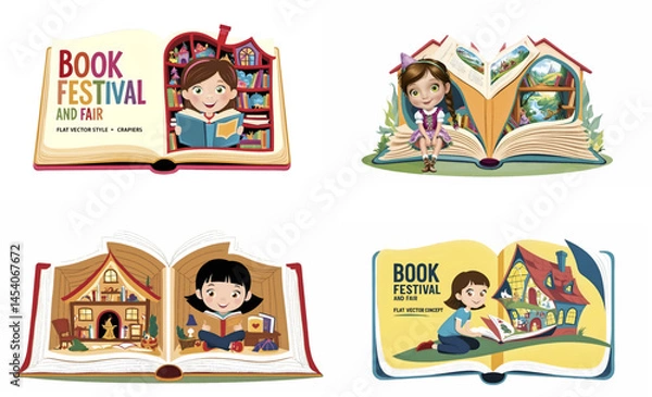 Obraz book festival stroke editable vector illustration