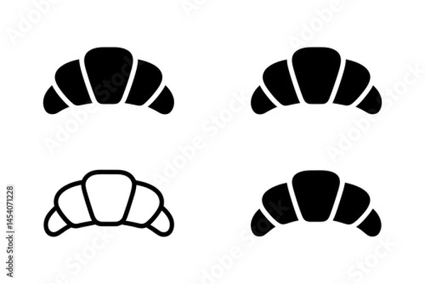 Obraz Croissant pastry icon set bakery breakfast food