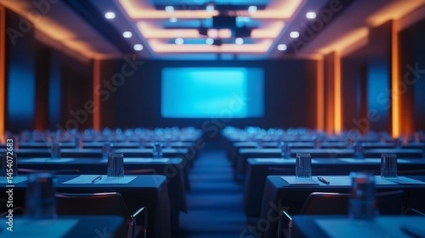 Fototapeta Conference room event space with tables and chairs for presentation or meeting event venue setup