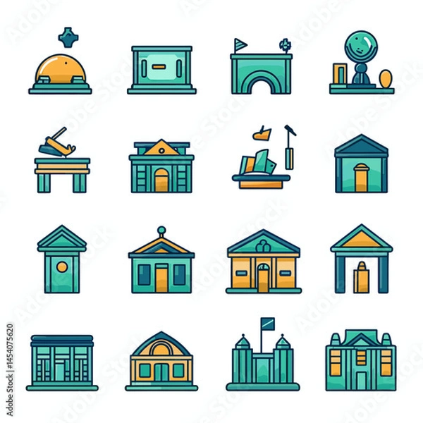 Obraz Set of vector icons on the theme of banks and finance: money, bank, credit and debit cards, payments, transfers, finance, coins, safes. Suitable for UI, applications and infographics.