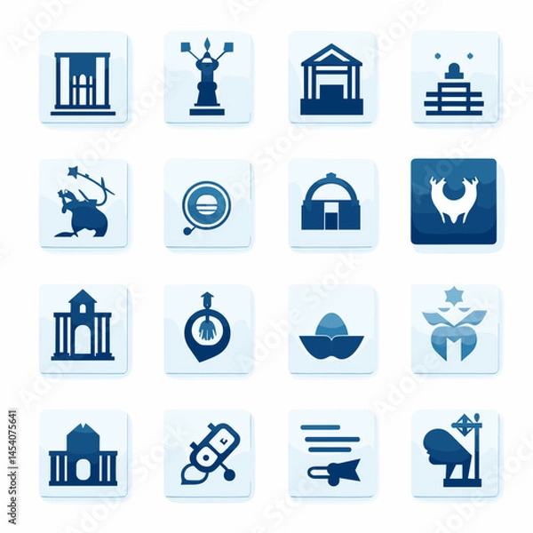 Obraz Set of vector icons on the theme of banks and finance: money, bank, credit and debit cards, payments, transfers, finance, coins, safes. Suitable for UI, applications and infographics.