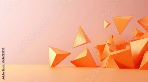 Fototapeta Orange geometric shapes on light backdrop