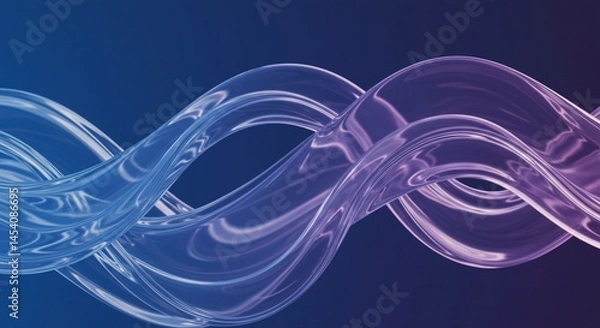 Fototapeta Glass-like transparent 3D waves with light refractions, creating a futuristic and elegant background