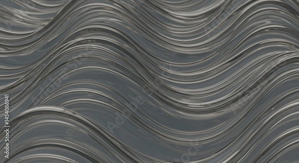 Fototapeta Glass-like transparent 3D waves with light refractions, creating a futuristic and elegant background