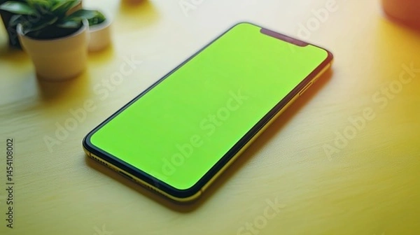 Fototapeta Modern Smartphone Green Screen Mockup for Digital Designers
