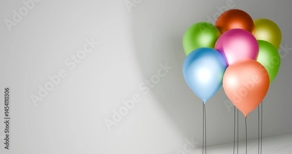 Fototapeta Happy birthday image with colorful Balloons in a white background