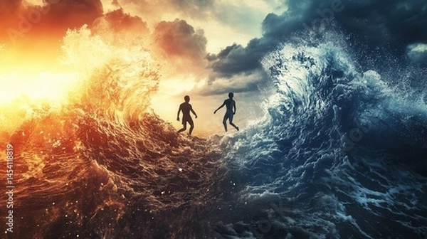 Fototapeta fire in the sea