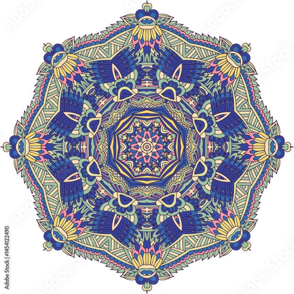 Obraz Abstract vintage colors ornamental Medallion. Vector Mandala flower rosette.