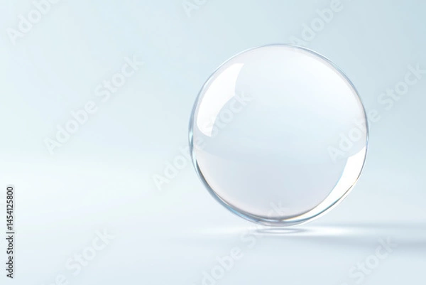 Fototapeta A transparent glass sphere on a soft background, symbolizing clarity and purity.