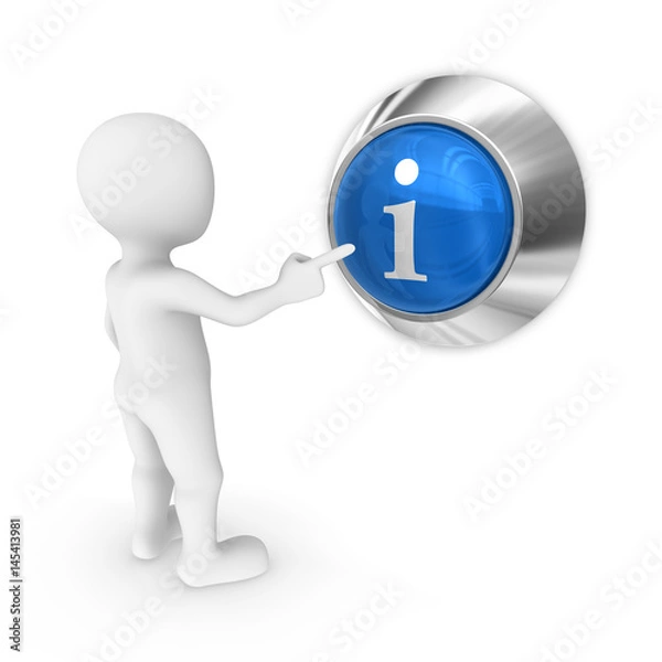 Obraz 3d man presses the info button.