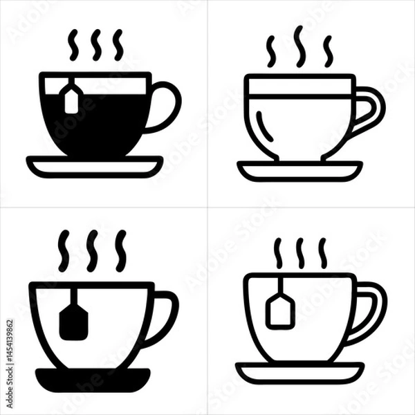 Fototapeta cup tea icon set

