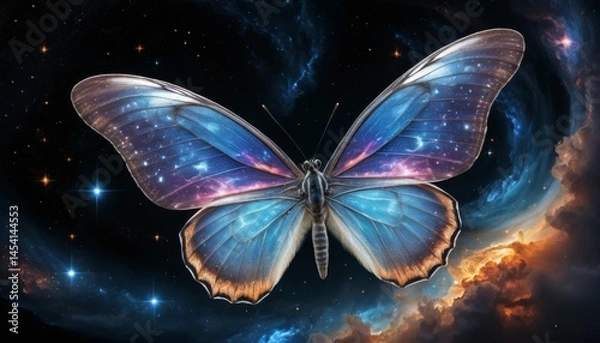 Fototapeta Cosmic Butterfly Galaxy Wings in Nebula Space Fantasy Art