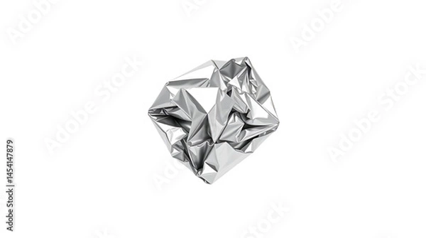 Fototapeta crumpled aluminum foil sheet isolated on white or transparent png