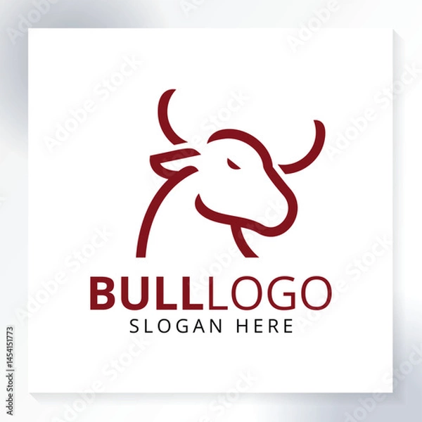 Fototapeta Bull Shape modern logo. Minimalist Bull Logo for Business Branding