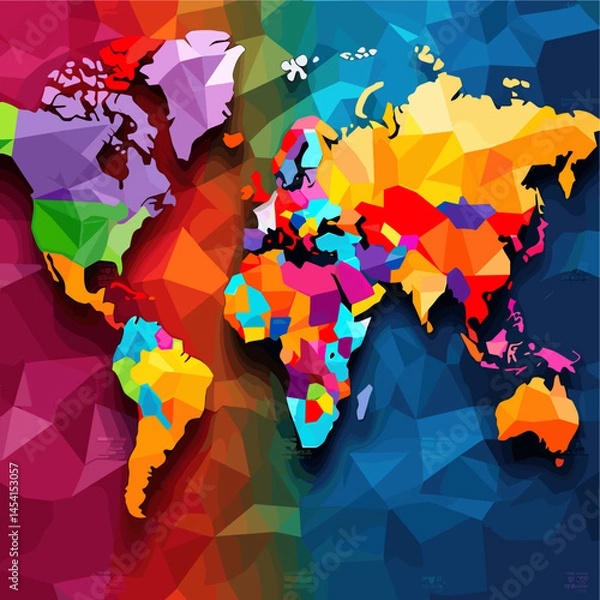 Obraz Vector political map of the world without names: clear country borders, distinguishable continents and regions. Suitable for design, infographics and data visualizations.