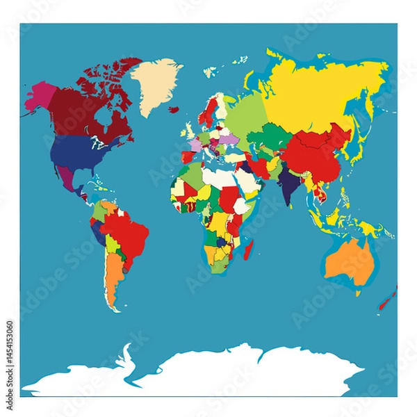 Obraz Vector political map of the world without names: clear country borders, distinguishable continents and regions. Suitable for design, infographics and data visualizations.