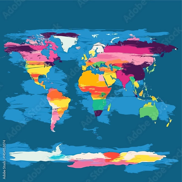 Obraz Vector political map of the world without names: clear country borders, distinguishable continents and regions. Suitable for design, infographics and data visualizations.