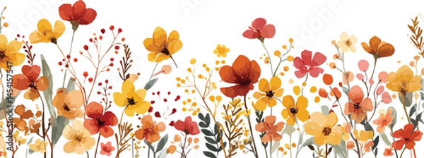 Fototapeta  flowers cosmos arrangement flat lay postcard style Nature background with wild flowers