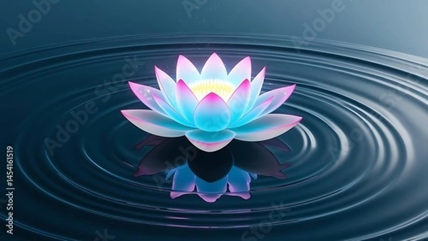 Obraz Abstract lotus flower floating on calm water, wallpaper of positive human aura meditation nature spirituality floral design