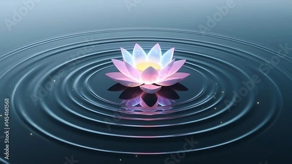 Obraz Abstract lotus flower floating on calm water, wallpaper of positive human aura meditation nature spirituality floral design