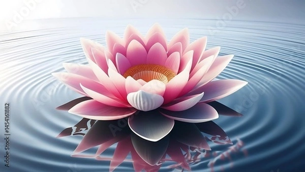 Obraz Beautiful pink lotus on calm water, Zen lotus flower on water, meditation concept