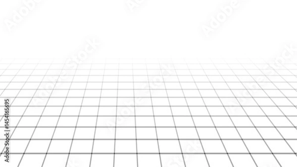 Obraz Abstract perspective background. 3D wireframe vector mesh on white background.