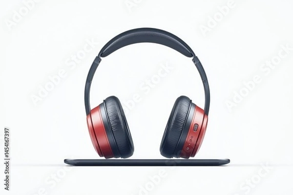 Obraz Over-ear headphones resting on a tablet