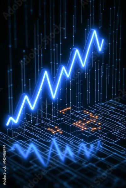 Fototapeta Digital stock market graph illustrating financial growth and trends over time.