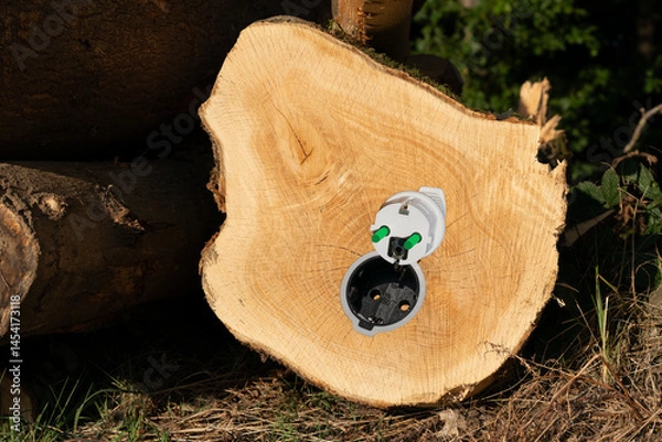 Fototapeta Electricity generation from wood using cogeneration plants – part of sector coupling