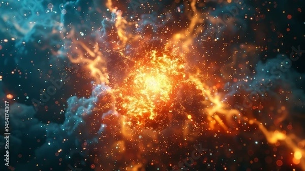 Obraz Vintage retro comics boom explosion crash bang cover book design with light and dots, Ai Generative.