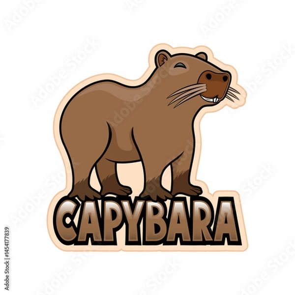 Fototapeta Cartoon character animal capybara isolated on white background.	