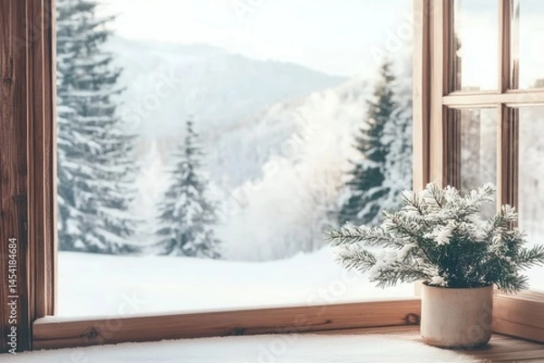 Fototapeta winter landscape with window