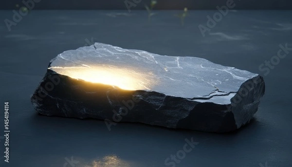 Obraz Illuminated flat slate stone surface ambient glow textured details nature close-up serenity