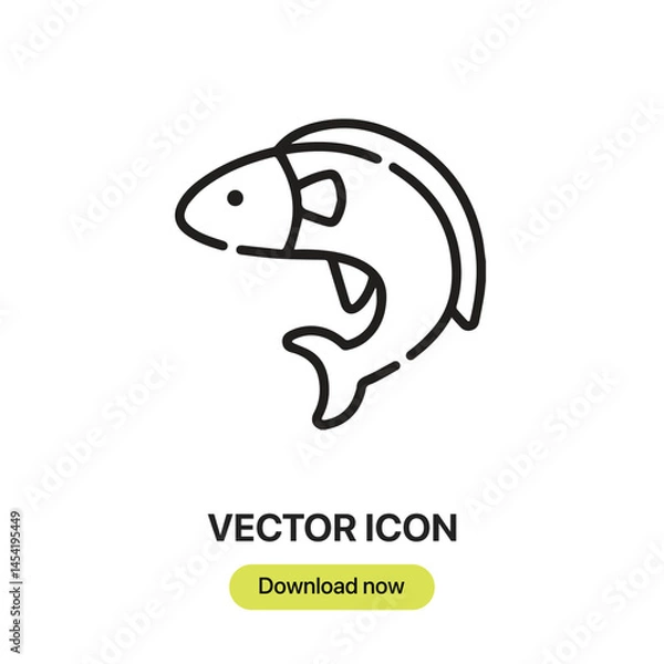 Fototapeta Fish icon vector. Linear-style sign for mobile concept and web design. Fish symbol illustration. Pixel vector graphics - Vector.	
