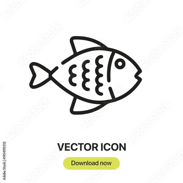 Fototapeta Fish icon vector. Linear-style sign for mobile concept and web design. Fish symbol illustration. Pixel vector graphics - Vector.	