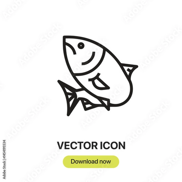 Fototapeta Fish icon vector. Linear-style sign for mobile concept and web design. Fish symbol illustration. Pixel vector graphics - Vector.	