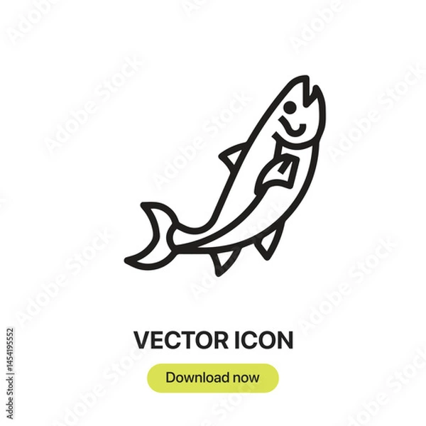 Fototapeta Salmon icon vector. Linear-style sign for mobile concept and web design. Salmon symbol illustration. Pixel vector graphics - Vector.	