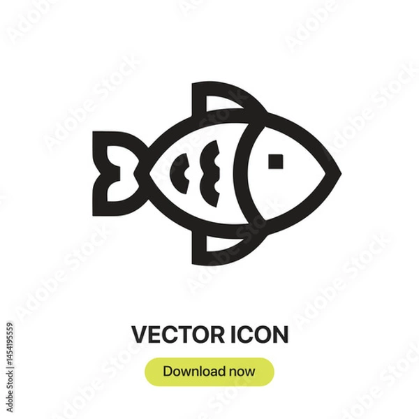 Fototapeta Fish icon vector. Linear-style sign for mobile concept and web design. Fish symbol illustration. Pixel vector graphics - Vector.	