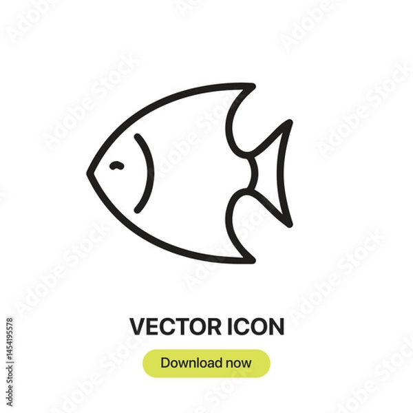 Fototapeta Fish icon vector. Linear-style sign for mobile concept and web design. Fish symbol illustration. Pixel vector graphics - Vector.	