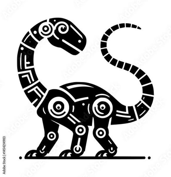 Obraz Brachiosaurus dinosaur robotic icon logo design