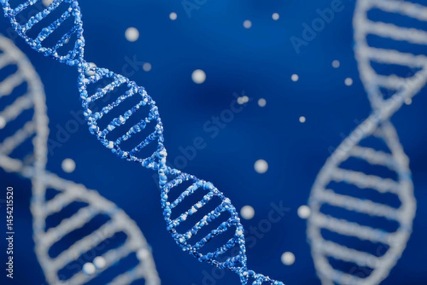 Obraz DNA Abstract 3d polygonal DNA molecule chemistry biology or gene cell concept blur background 3D render