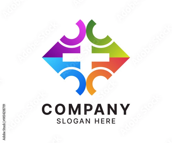 Obraz Abstract colorful geometric shape logo design.