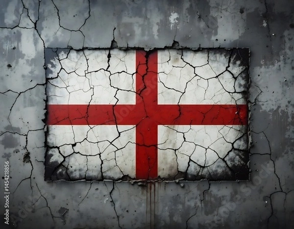 Obraz Isolated Cracked England Flag on Wall – Grungy Abstract Art