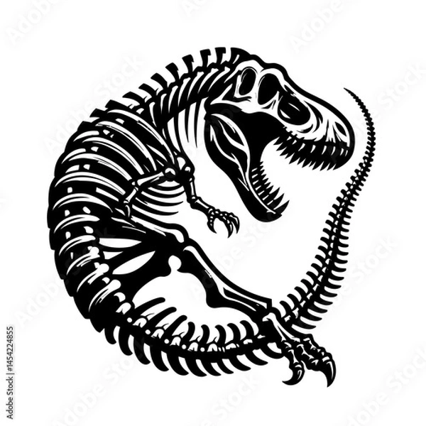 Obraz T Rex Dinosaur Skeleton White Background Logotype