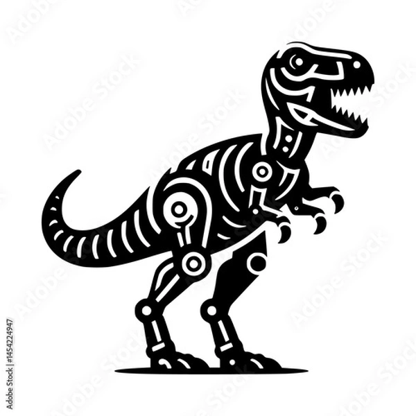 Obraz tyrannosaurus rex dinosaur robotic icon logo black color vector white background