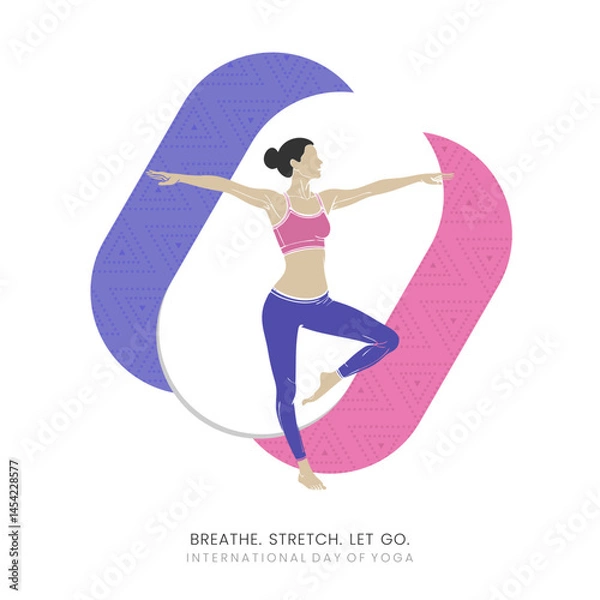 Obraz Creative Minimal Vector of a Woman doing Yoga with Indian Bandhani Pattern