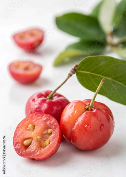Obraz Bright Red Barbados Cherry Isolated for E-Commerce and Food Branding