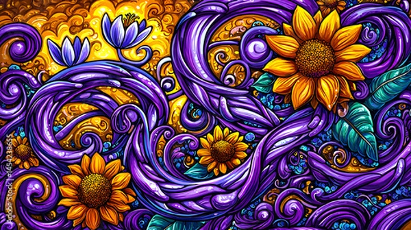 Obraz Vibrant spring floral illustration nature scene colorful design bright environment artistic viewpoint