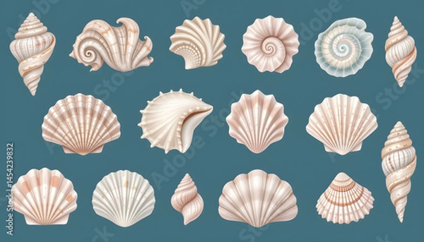 Fototapeta seamless background with shells